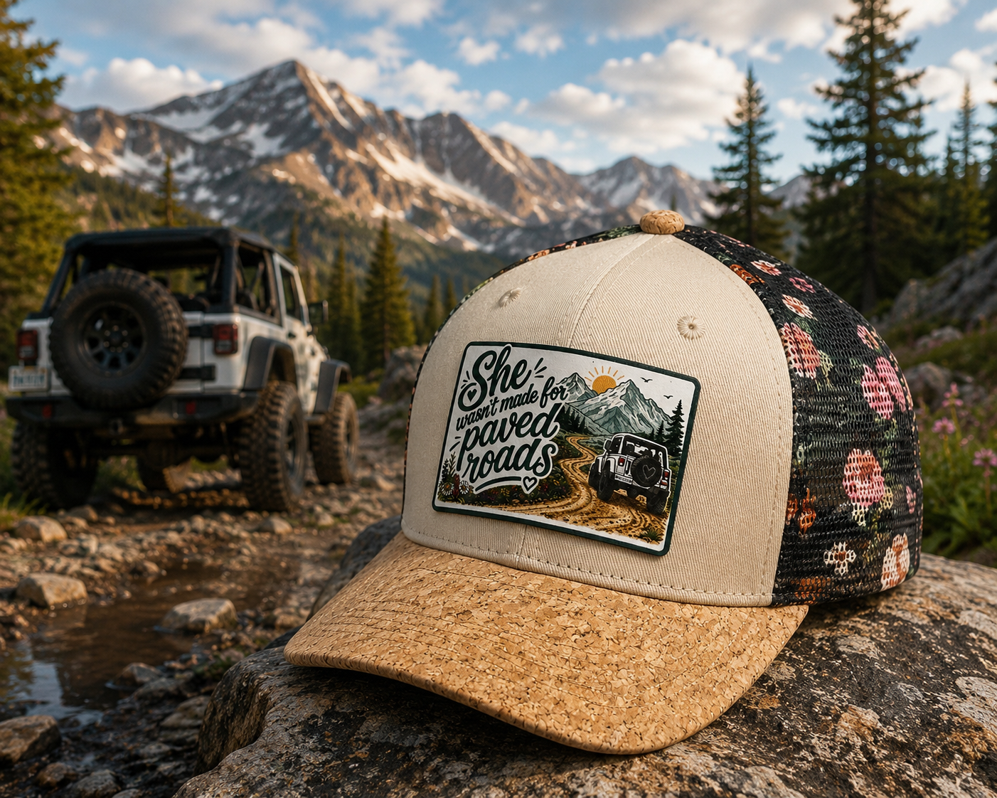 She Wasn’t Made for Paved Roads Trucker Hat
