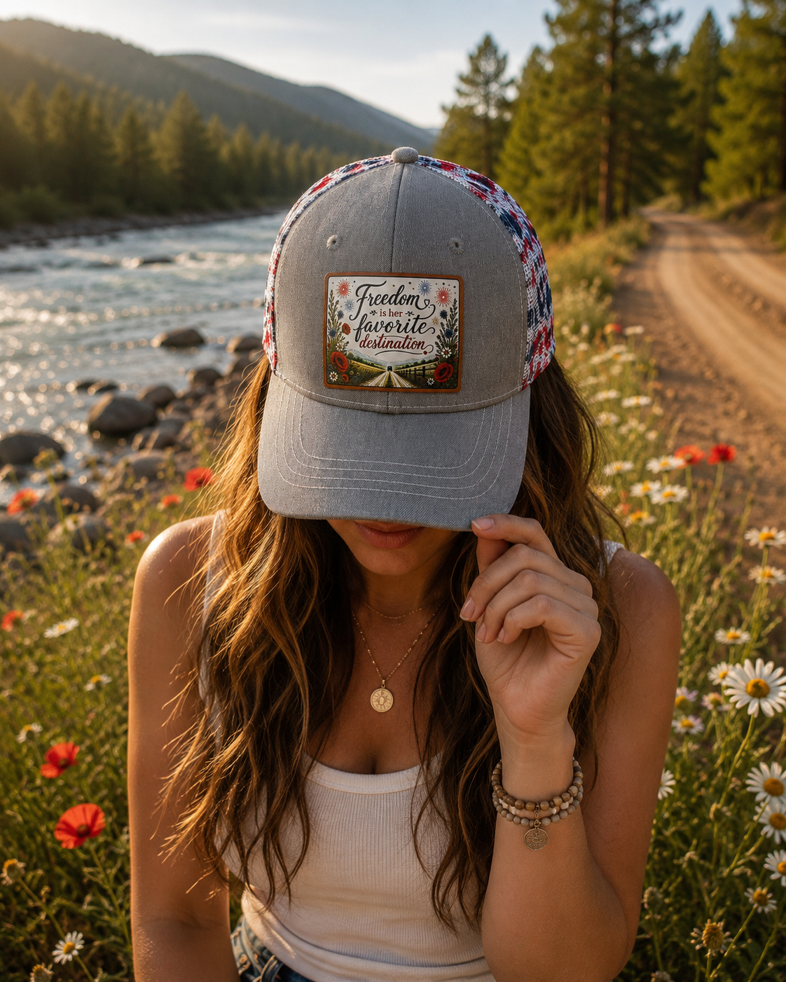 Freedom Is Her Favorite Destination Hat - Grey