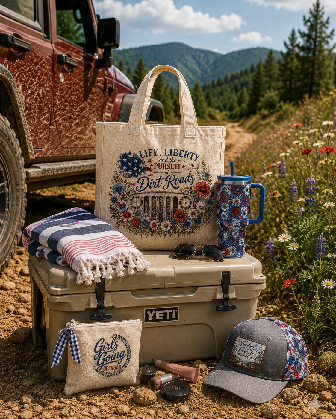 Pursuit of Dirt Roads Tote Set