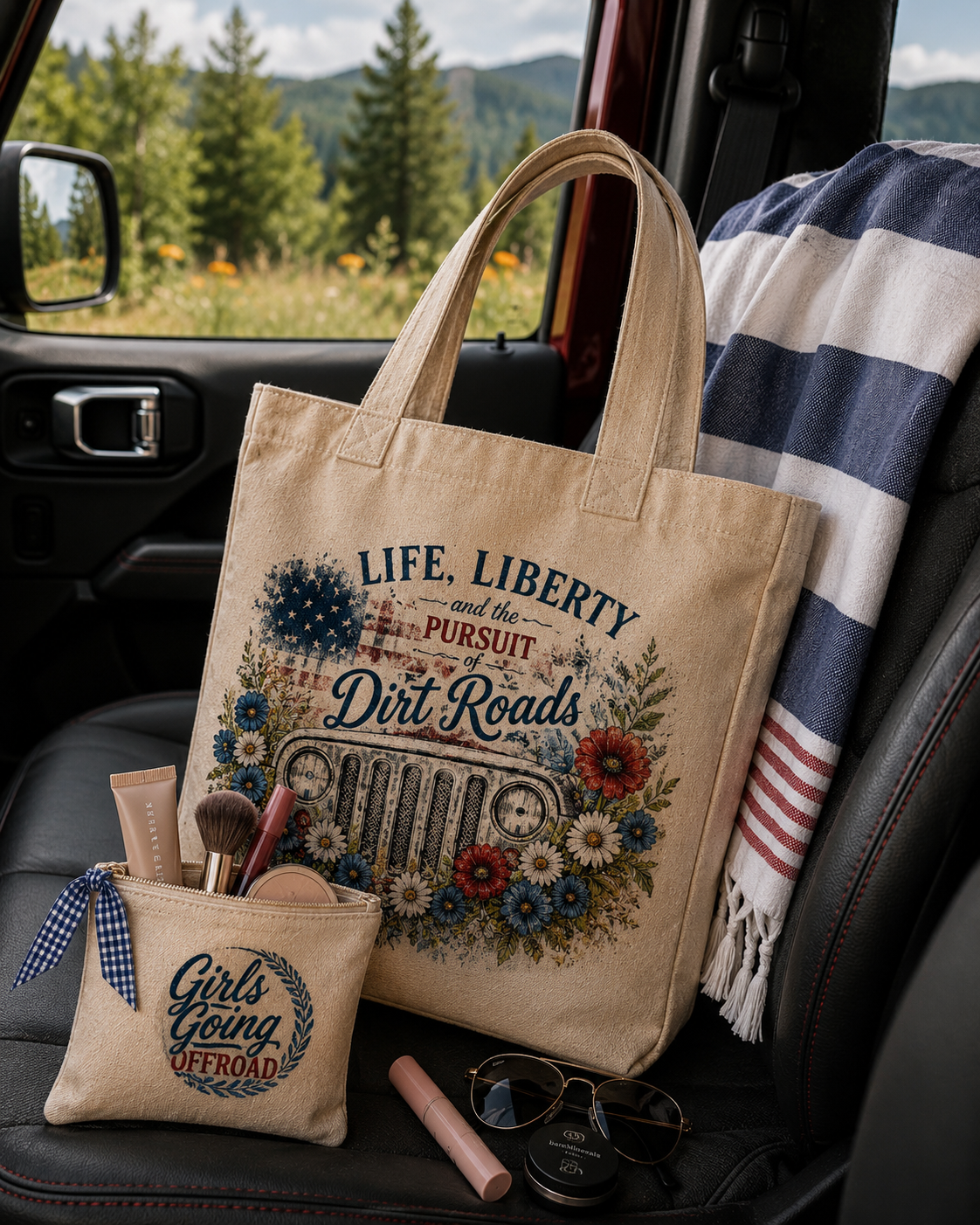 Pursuit of Dirt Roads Tote Set