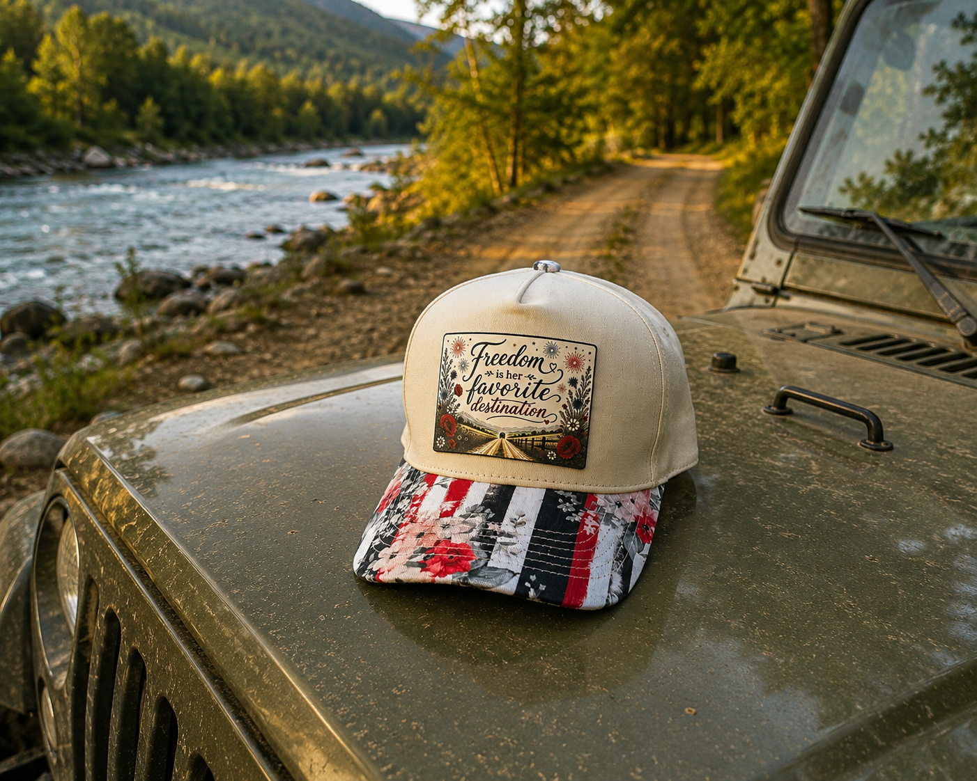 Freedom Is Her Favorite Destination Hat - Cream
