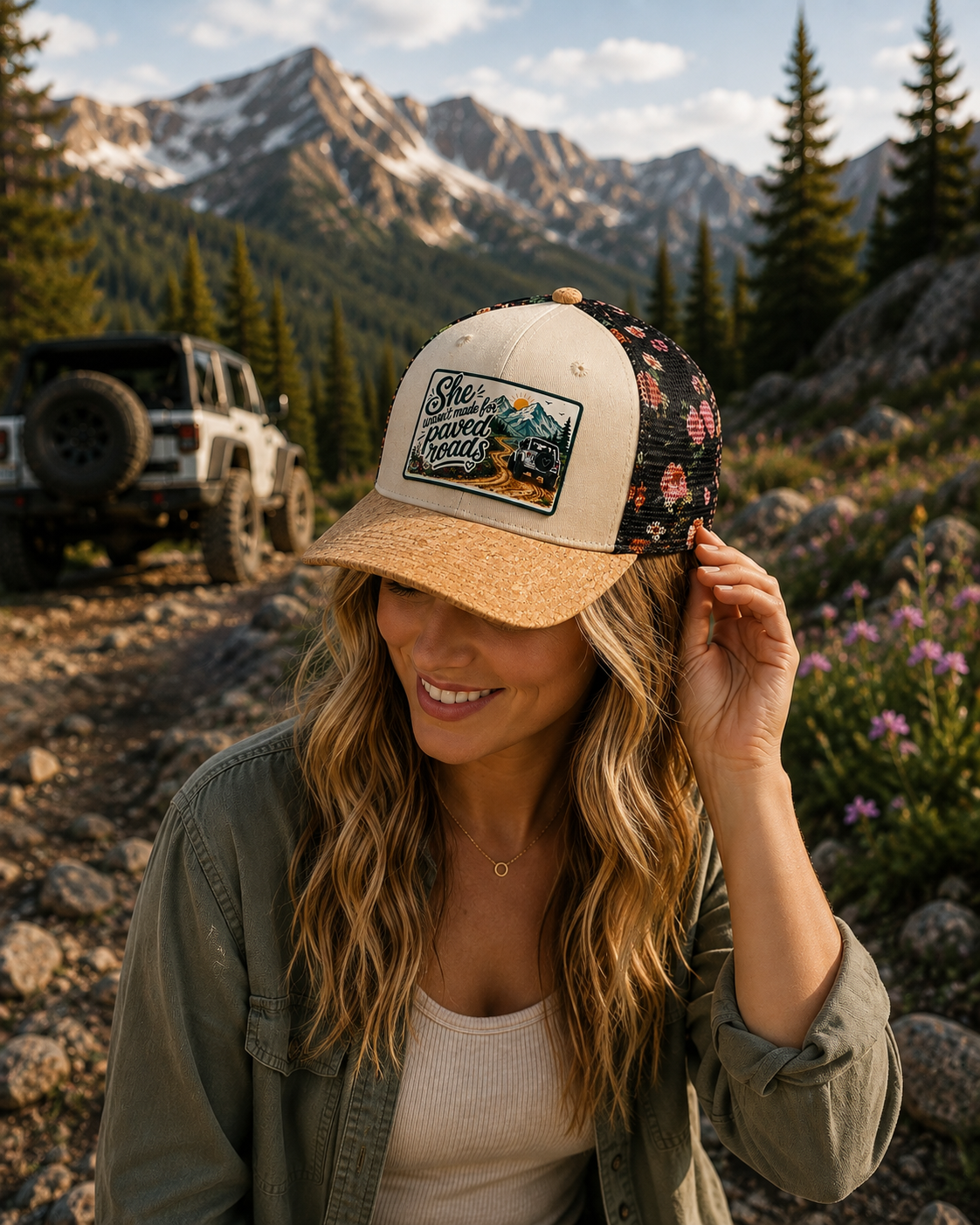 She Wasn’t Made for Paved Roads Trucker Hat