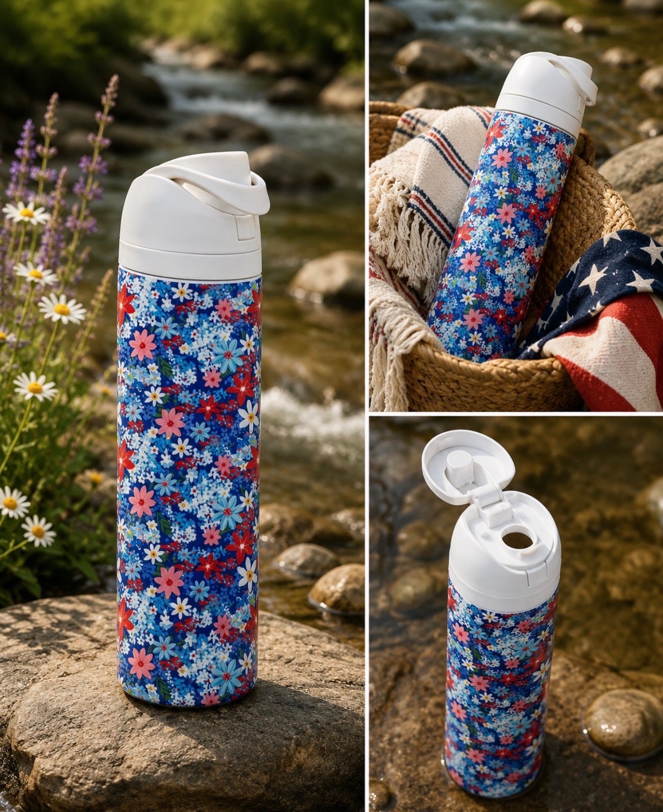 Jane Marie Floral Freedom Tumbler – 24 oz Straw Cap