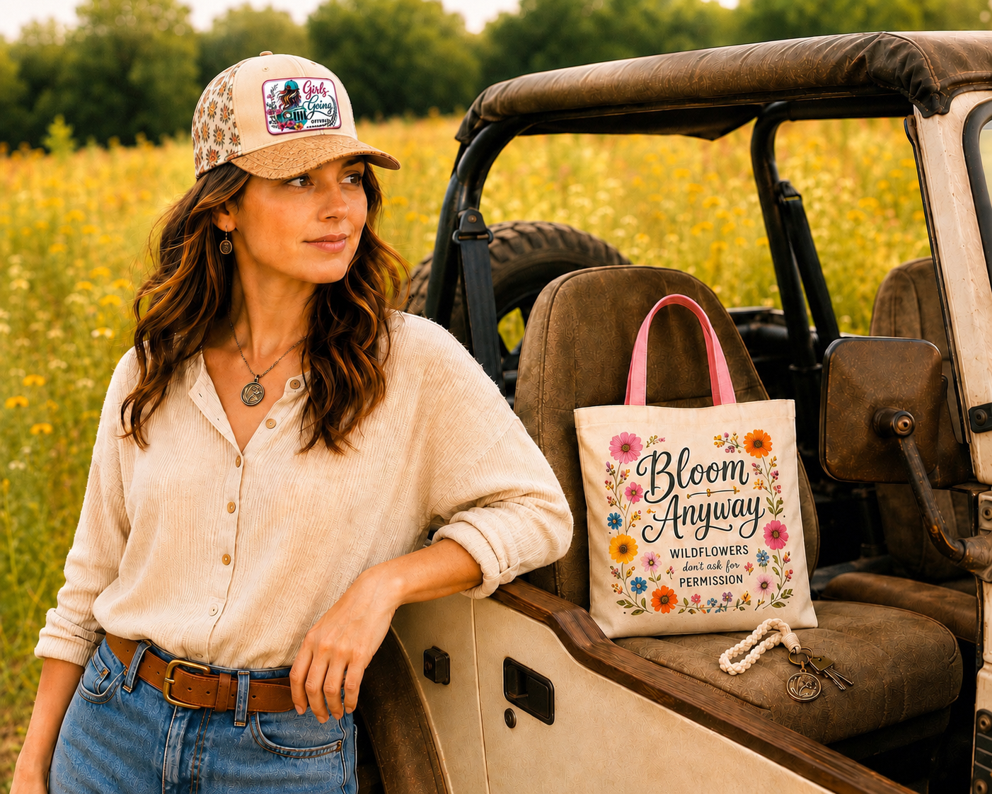 Girls Going Offroad Floral Hat