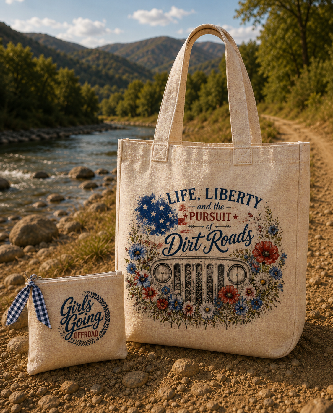 Pursuit of Dirt Roads Tote Set