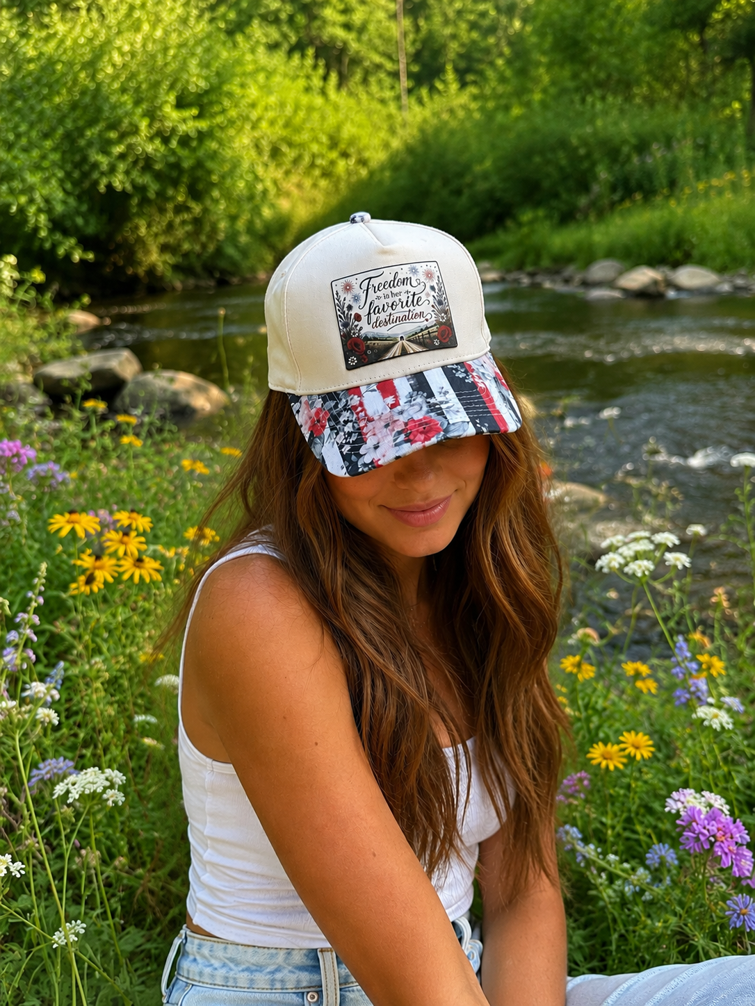 Freedom Is Her Favorite Destination Hat - Cream